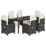 vidaXL Ensemble à manger de jardin coussins 7Pièces Noir Résine tressée