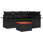 vidaXL Ensemble de canapé de jardin 5 Pièces Noir Poly rotin