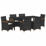 vidaXL Ensemble de salle à manger pour jardin 7 Pièces Noir polyrotin