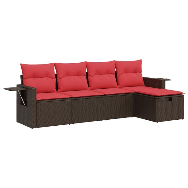 vidaXL Salon de jardin avec coussins 5 Pièces marron résine tressée