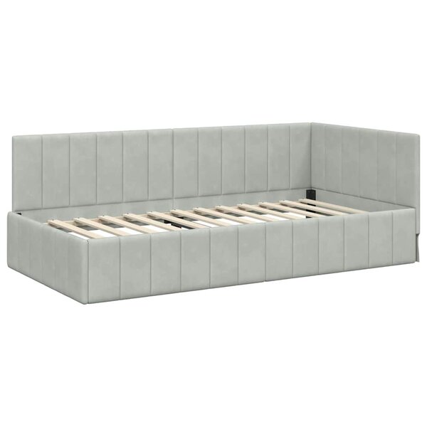 vidaXL Cadre de lit d'angle Gris clair 100 x 200 cm Velours