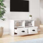 vidaXL Meuble TV blanc brillant 80x35x50 cm bois d'ingénierie
