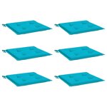 vidaXL Coussins de chaise de jardin lot de 6 turquoise 40x40x4cm tissu