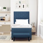 vidaXL Lit à Ressort avec Matelas et Banc Bleu 90x200 cm en Tissu