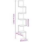 vidaXL Étagère d'angle Chêne noir 20 x 20 x 127 5 cm Bois d'ingénierie