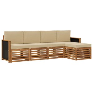 vidaXL Ensemble de canapés d'extérieur 5 pc Naturel et Beige