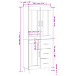 vidaXL Buffet haut Blanc 69 5x34x180 cm Bois d'ingénierie