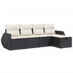 vidaXL Salon de jardin 5 Pièces avec coussins noir résine tressée