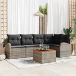 vidaXL Ensemble de canapé de jardin 6 Pièces Gris Poly rotin