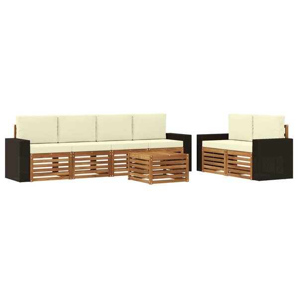 vidaXL Ensemble de canapés d'extérieur 7 Pièces Naturel et Crème