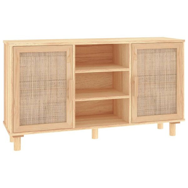 vidaXL Buffet Marron 105x30x60 cm Bois de pin massif et rotin naturel