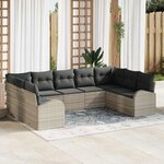 vidaXL Ensemble de canapé de jardin 9 Pièces Gris clair Poly rotin