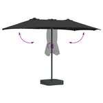 vidaXL Parasol de jardin Noir 385 x 209 x 244 cm Polyester