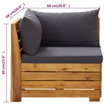 Vidaxl salon de jardin 2 pièces avec coussins bois d'acacia solide