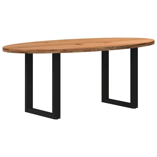 vidaXL Table à manger marron clair bois de chêne massif ovale