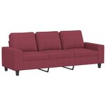 vidaXL Canapé à 3 places avec repose-pieds Rouge bordeaux 180 cm Tissu