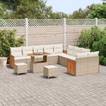 vidaXL Ensemble de canapé de jardin avec coussin 13 Pièces Beige et crème