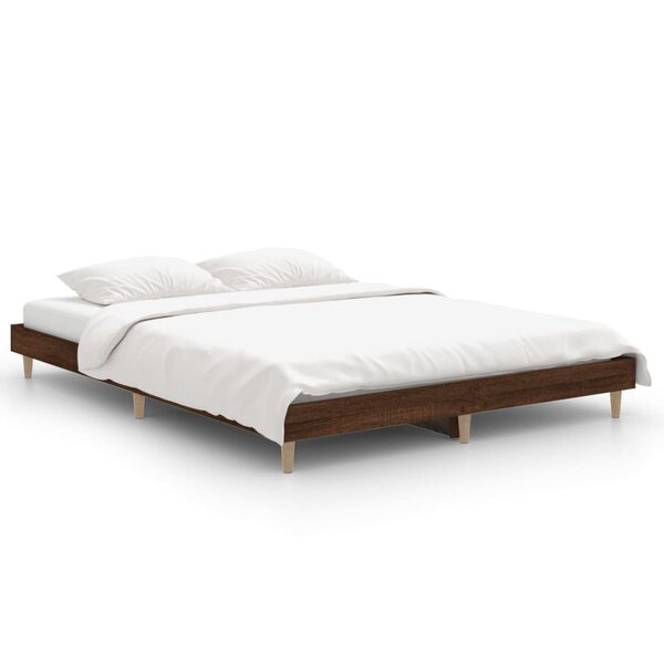 vidaXL Cadre de lit chêne marron 135x190 cm bois d'ingénierie