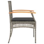 vidaXL Ensemble de bistro 3 Pièces et coussins gris résine tressée acacia