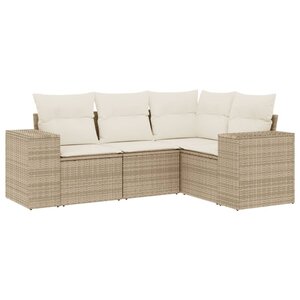vidaXL Salon de jardin avec coussins 4 Pièces beige résine tressée