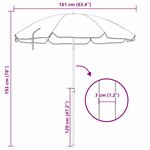 vidaXL Parasol de plage avec poteau en métal bleu et blanc 161 x 193 cm en polyester.
