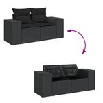 Ensemble de Canapés de Jardin 10 Pièces avec Coussins Noir Poly Rattan Acacia