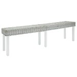 vidaXL Banc Blanc 160x35x45 cm Rotin kubu naturel et acajou solide