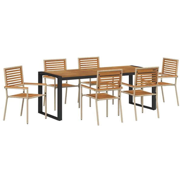 vidaXL Ensemble de salle à manger pour jardin 7 Pièces Beige  Marron