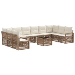vidaXL Ensemble de canapé de jardin 11 Pièces Beige polyrotin