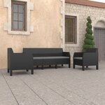 vidaXL Salon de jardin 3 Pièces avec coussins PP Rotin Anthracite