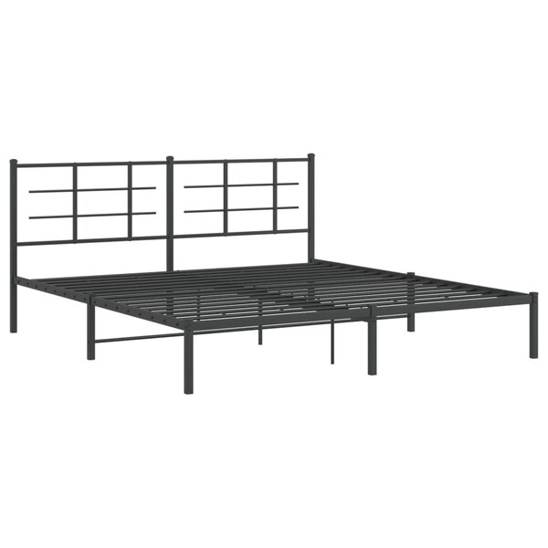 vidaXL Cadre de lit métal avec tête de lit noir 183x213 cm