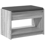 vidaXL Banc d'entrée avec coussin Gris Sonoma 63 x 38 x 45 cm