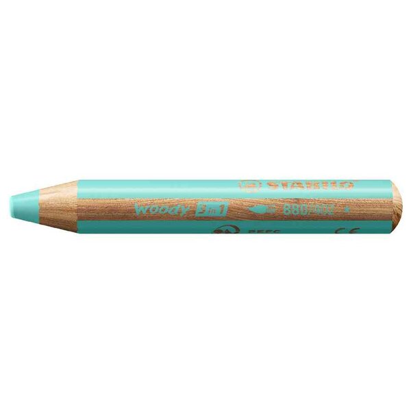 Crayon multi-talents woody 3en1  rond  bleu pastel STABILO