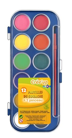 Boite de 12 pastilles de couleur + 1 pinceau JPC