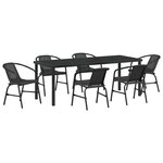 vidaXL Ensemble de salle à manger de jardin  7 pièces en rattan synthétique noir.
