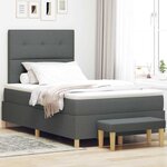 vidaXL Lit Box Spring avec Matelas & Banc Gris Foncé 120x200 cm Tissu