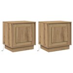 vidaXL Tables de chevet avec lumières LED 2 Pièces Chêne artisanal 44x34 5x45 cm