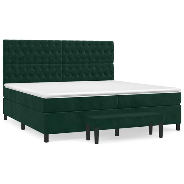 vidaXL Sommier à lattes de lit et matelas Vert foncé 200x200cm Velours