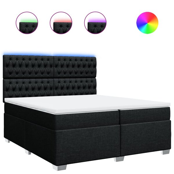 vidaXL Sommier à lattes de lit avec matelas Noir 200x200 cm Tissu
