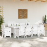 vidaXL Ensemble de salle à manger pour jardin 11 Pièces Blanc Rattan Polt