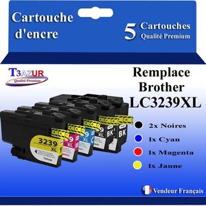 T3AZUR Lot de 5 Cartouches compatibles avec Brother LC3239XL pour Brother HL-J6000DW  HL-J6100DW  (Noire+Couleur) – T3AZUR