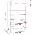 vidaXL Armoire à chaussures Gris béton 60x35x105 cm Bois d'ingénierie