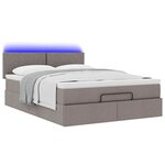 vidaXL Lit ottoman avec matelas et LED taupe 140x200 cm tissu