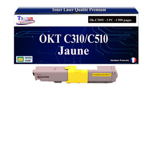 T3AZUR - Toner compatible avec Oki MC362DN  MC561DN  MC562DN  MC562DNW Jaune