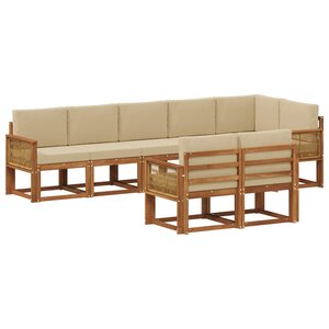 vidaXL Ensemble de canapés d'extérieur 8 pc Naturel et Beige Polyester