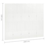vidaXL Cloison de séparation 5 panneaux Blanc 200x180 cm Acier