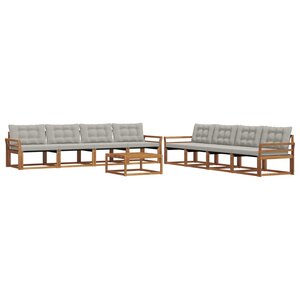 vidaXL Ensemble de canapés d'extérieur 9 Pièces Gris Naturel et Clair