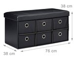Banquette banc coffre de rangement avc tiroirs 76 cm noir 3013003