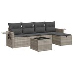 vidaXL Salon de jardin 6 Pièces avec coussins gris clair résine tressée