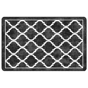 vidaXL Tapis lavable noir et blanc 190x300 cm antidérapant